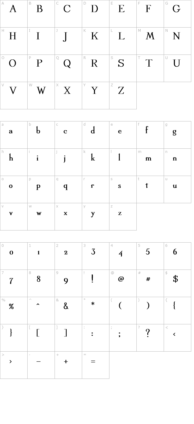 linden-bold character map