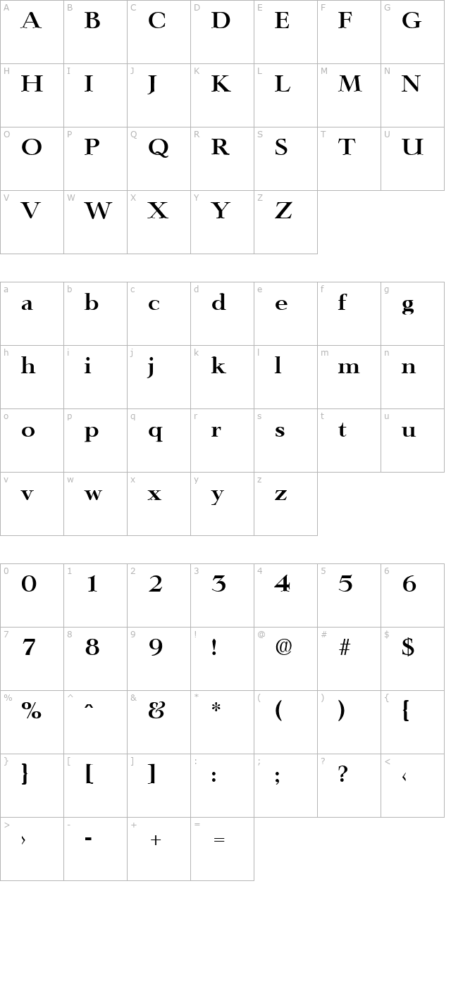 Lingwood-DemiBold character map