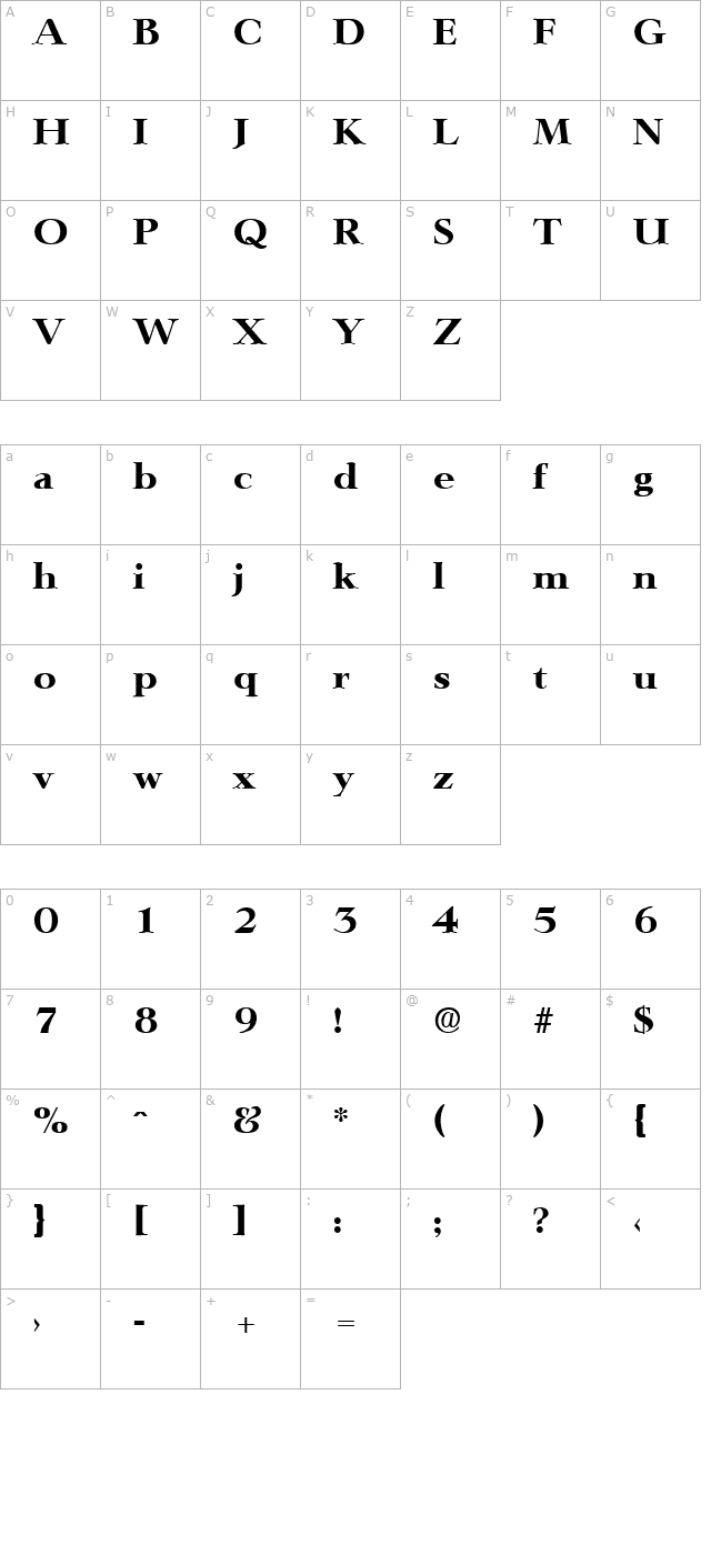 lingwood-serial-extrabold-regular character map