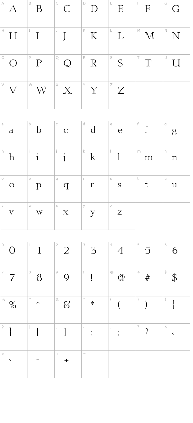 Lingwood-Serial-Light-Regular character map