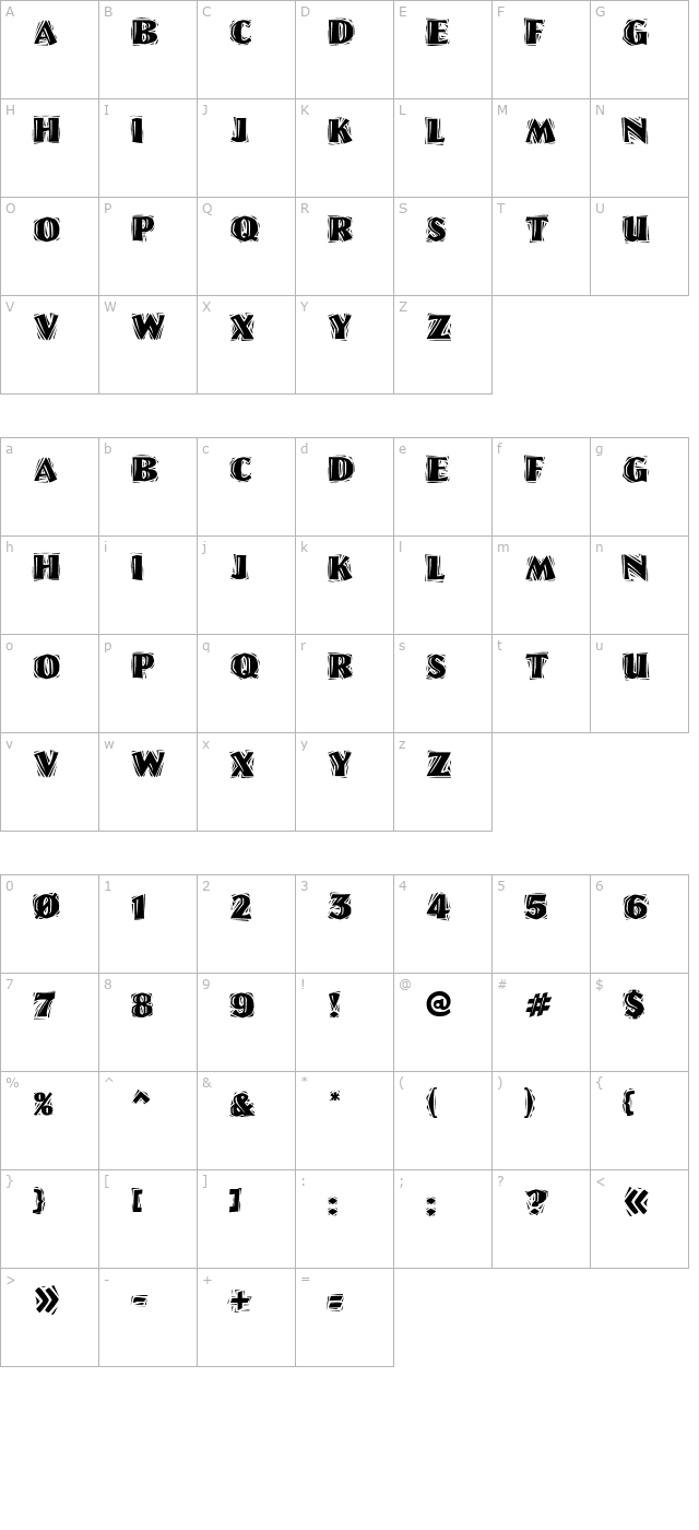 linolettercutragged-regular character map