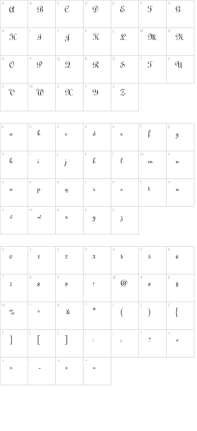 LinoscriptStd character map