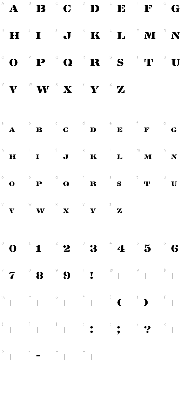 Lintsec Medium character map