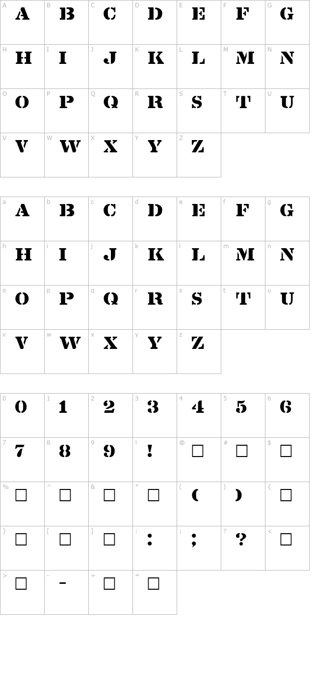 Lintsec Regular character map