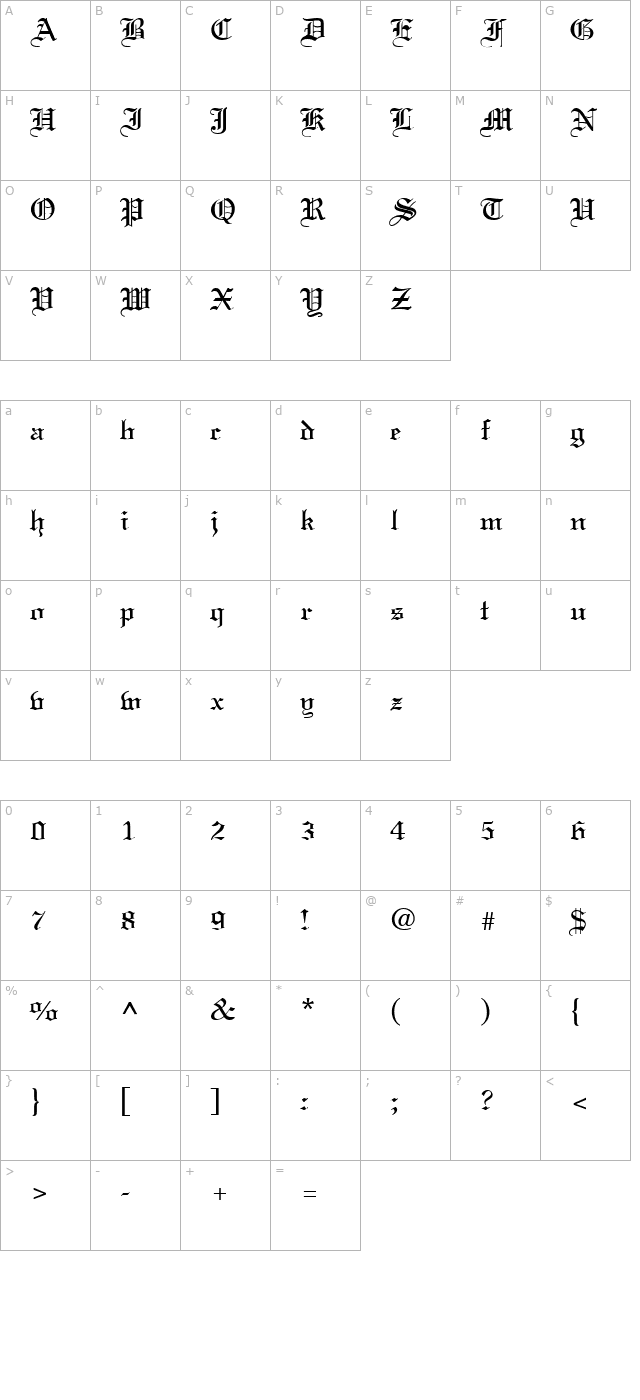 linustext-regular character map