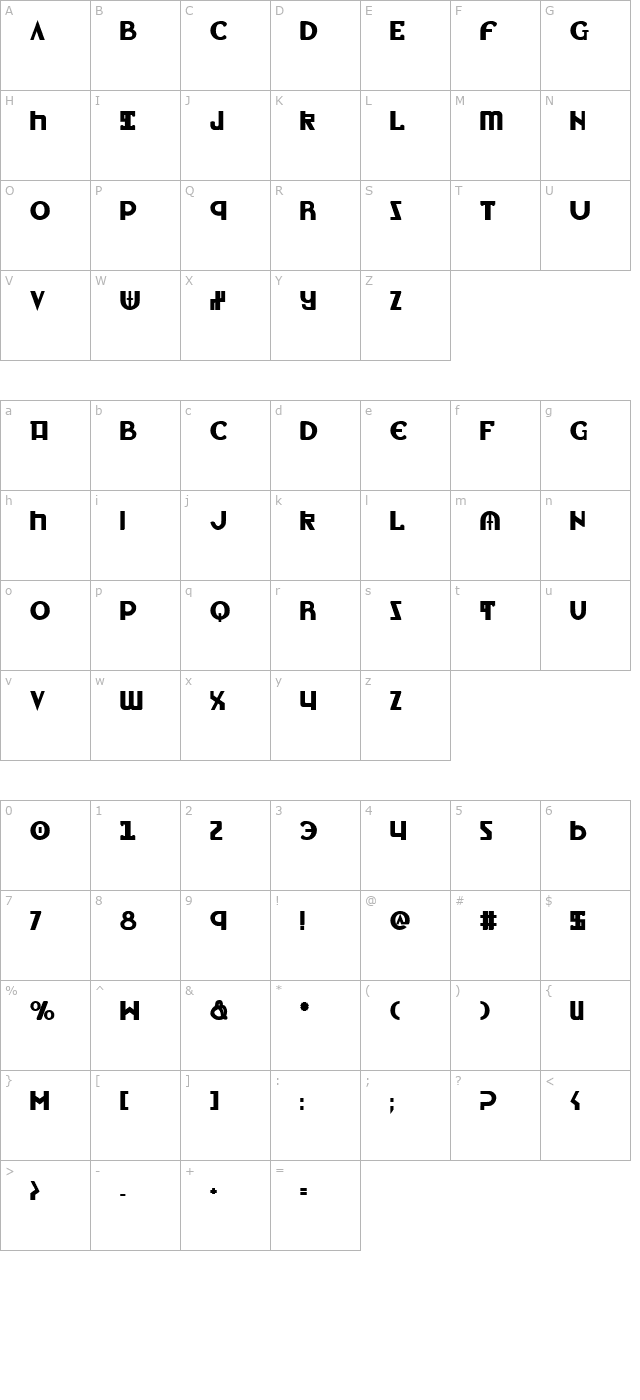 lionheart-bold character map