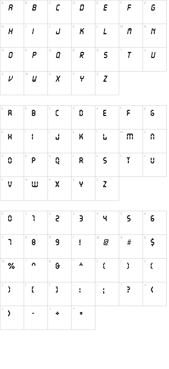 Liquid Crystal II character map