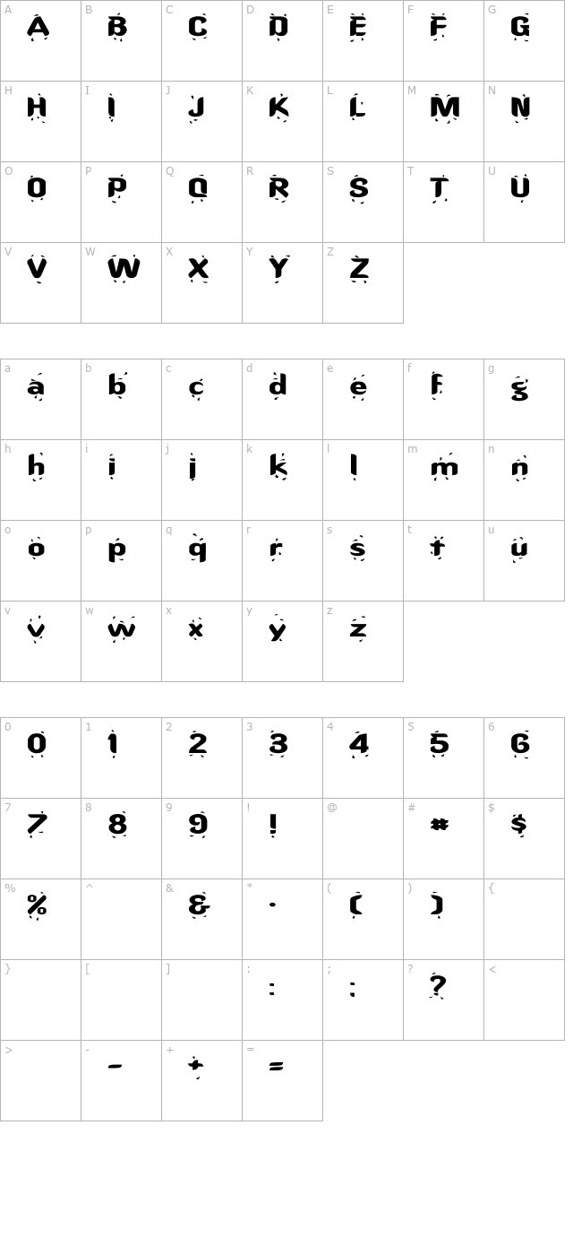 Liquid Ex character map