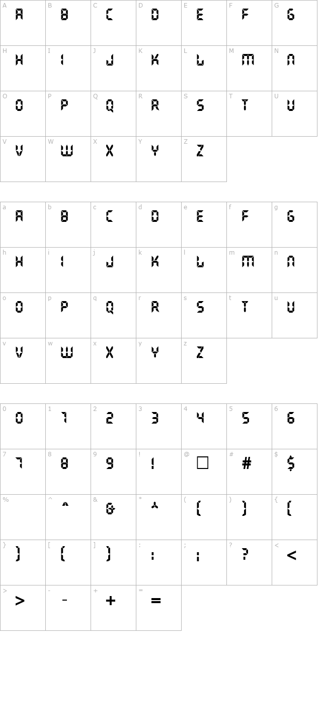 LiquidCrystal Normal character map