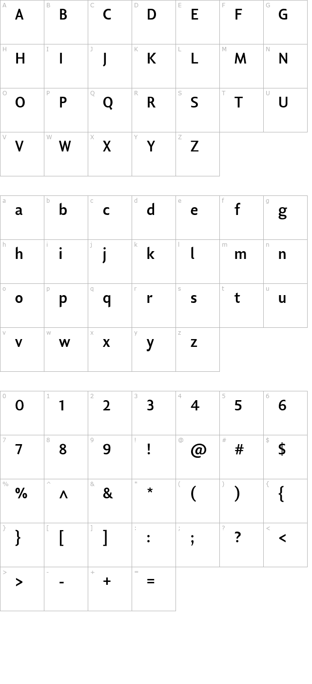 lisboasanslf-bold character map