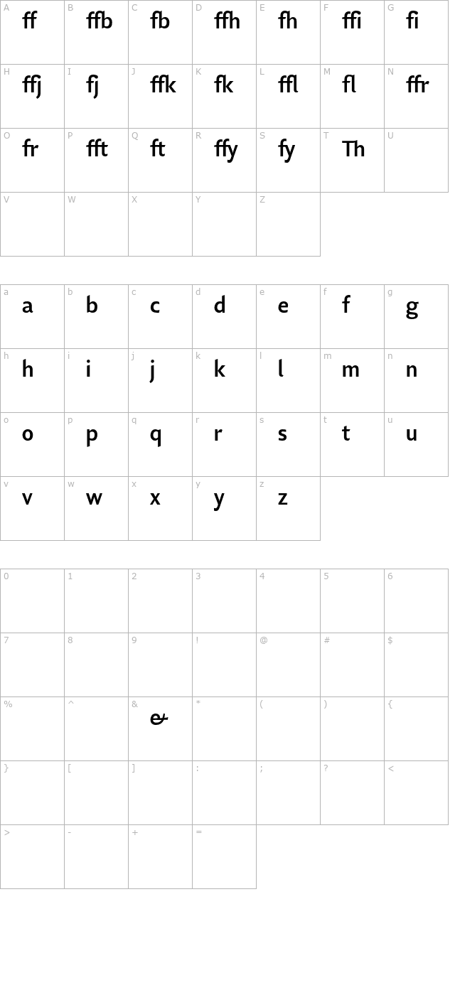 LisboaSansLigatures-Bold character map