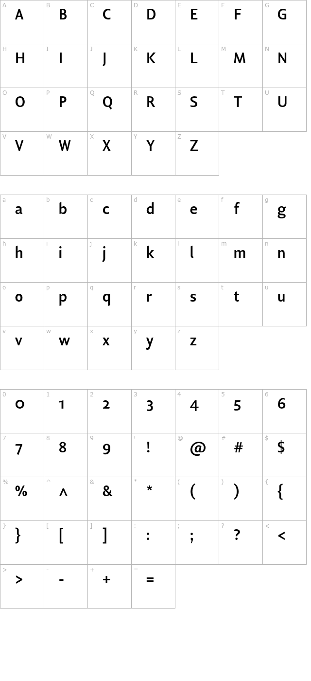 LisboaSansOSF-Bold character map