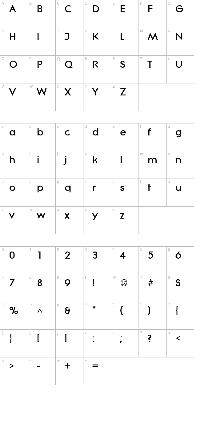 Lithe ExtraBold character map