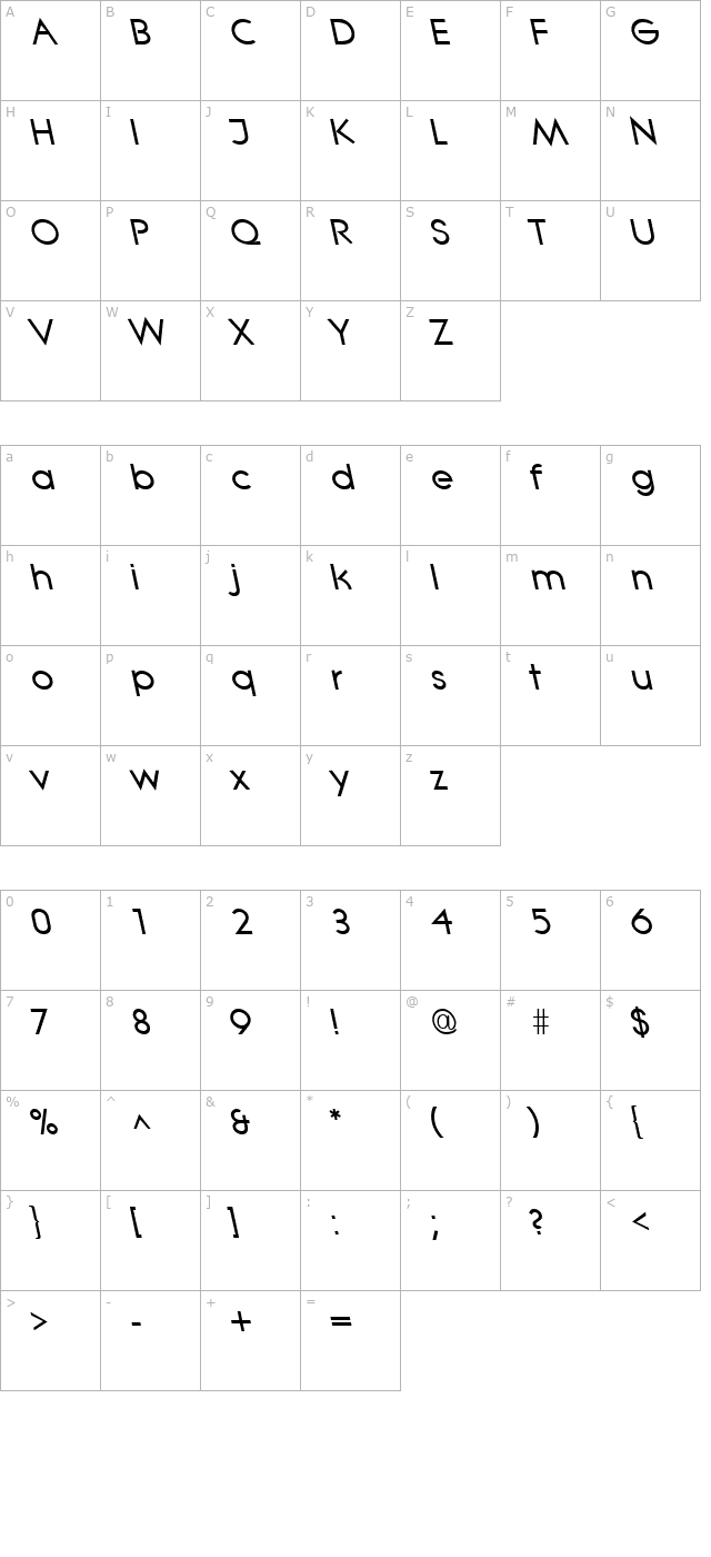 LitheLefty Bold character map