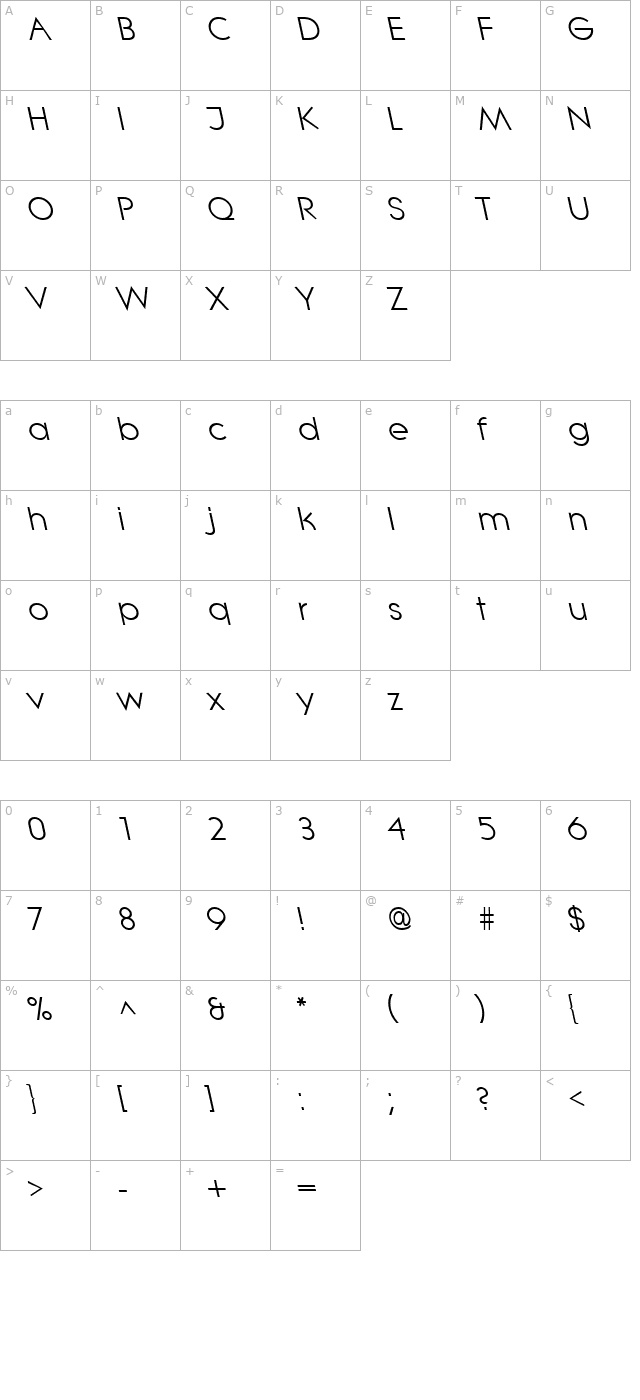 LitheLefty Regular character map