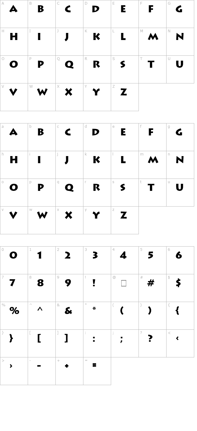 lithograph-bold character map