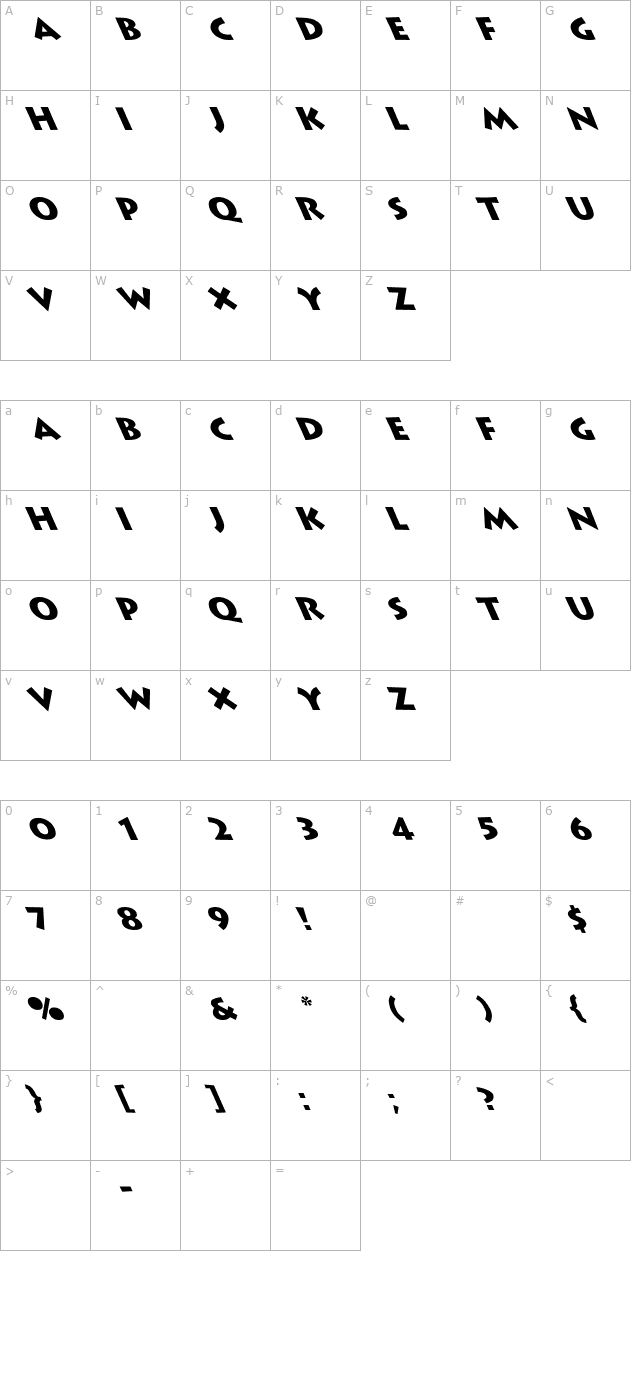 Lithograph Leftie character map