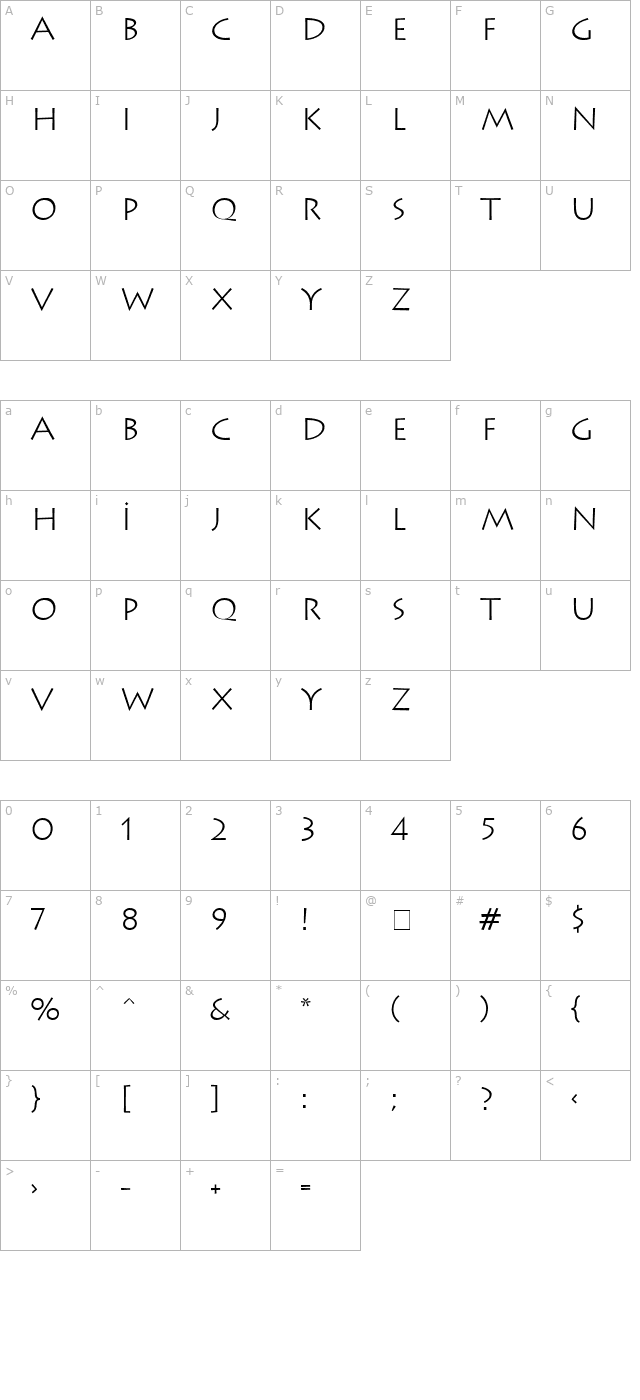 Lithograph Light Plain character map