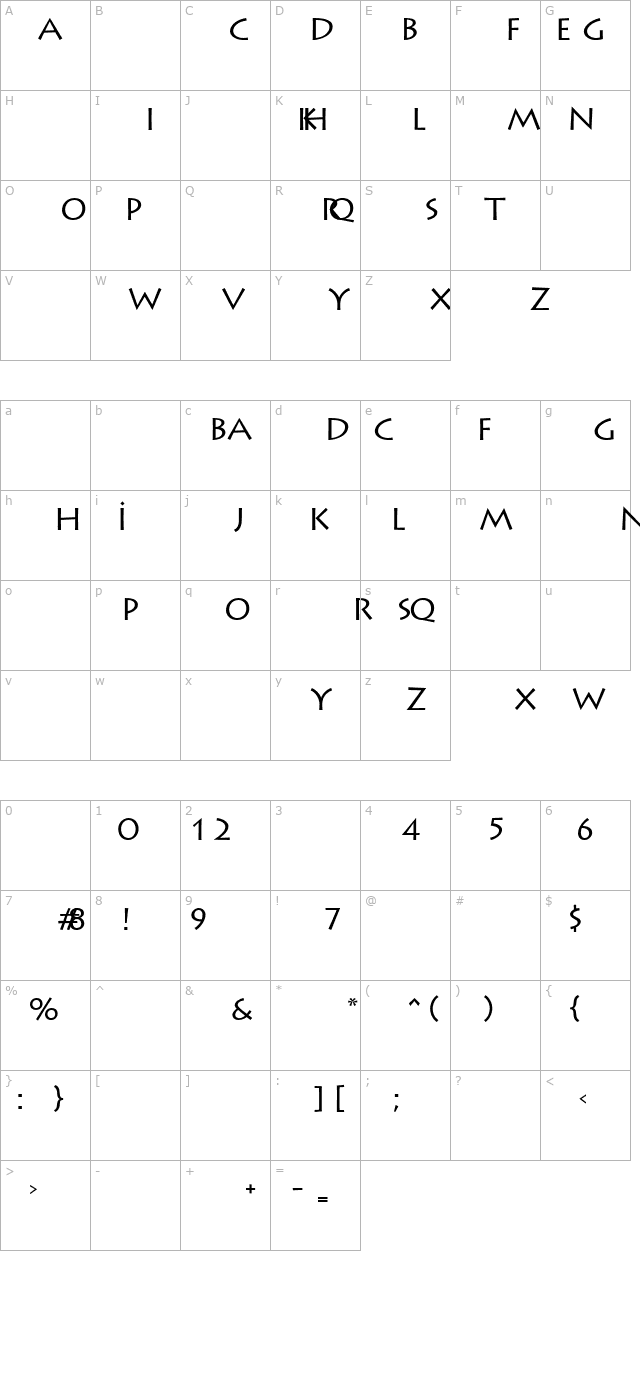 lithograph-plain character map