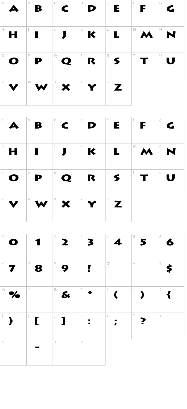 Lithograph Wd character map