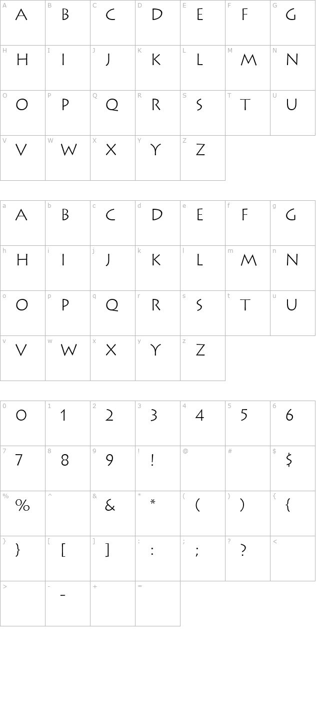 lithos-light character map