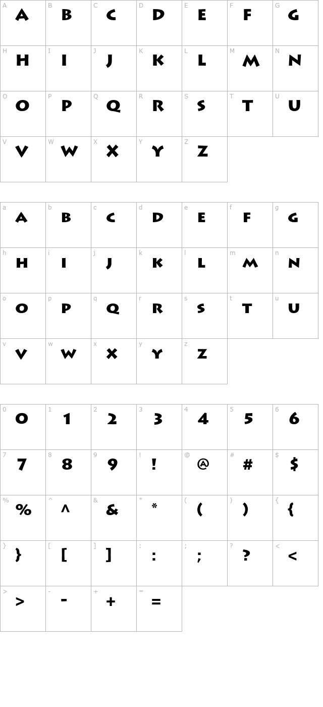 LithosPro-Black character map