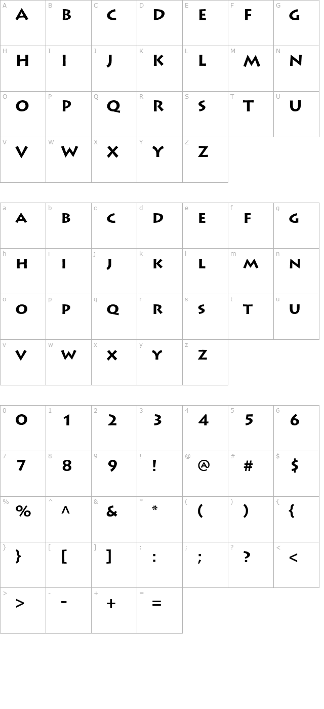 lithospro-bold character map