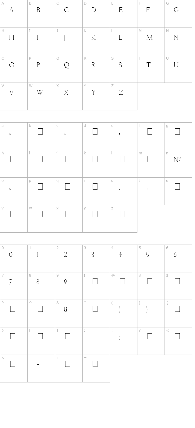 livia-medium character map