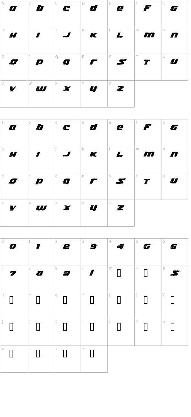 lizzie character map