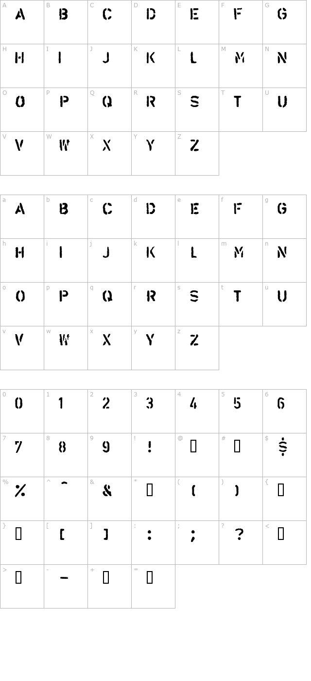 LL Alarm character map