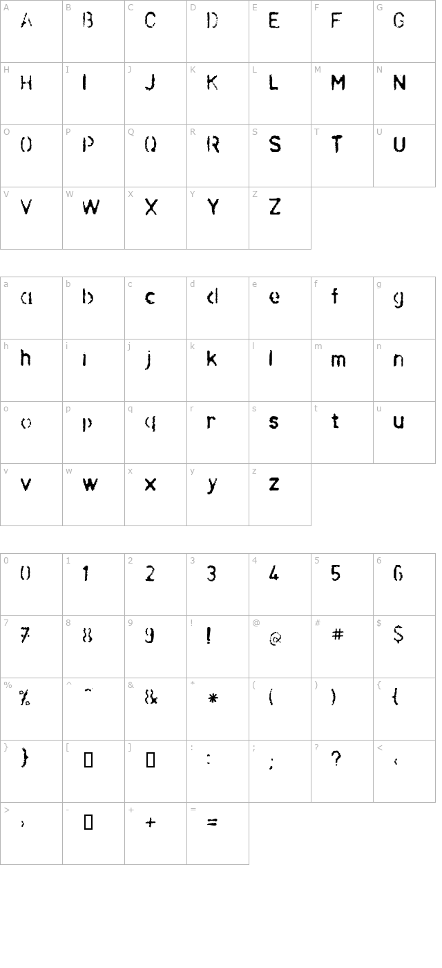 LL Pochoir character map