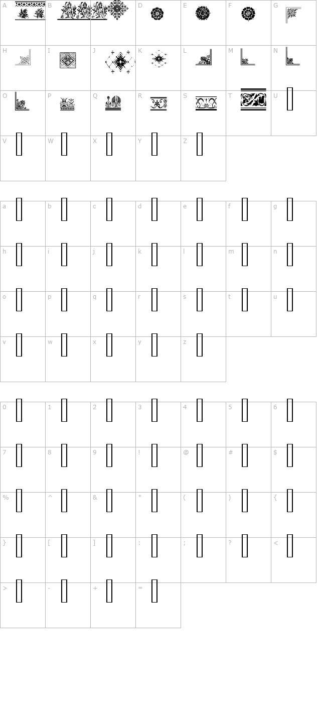 LM Floral Borders character map