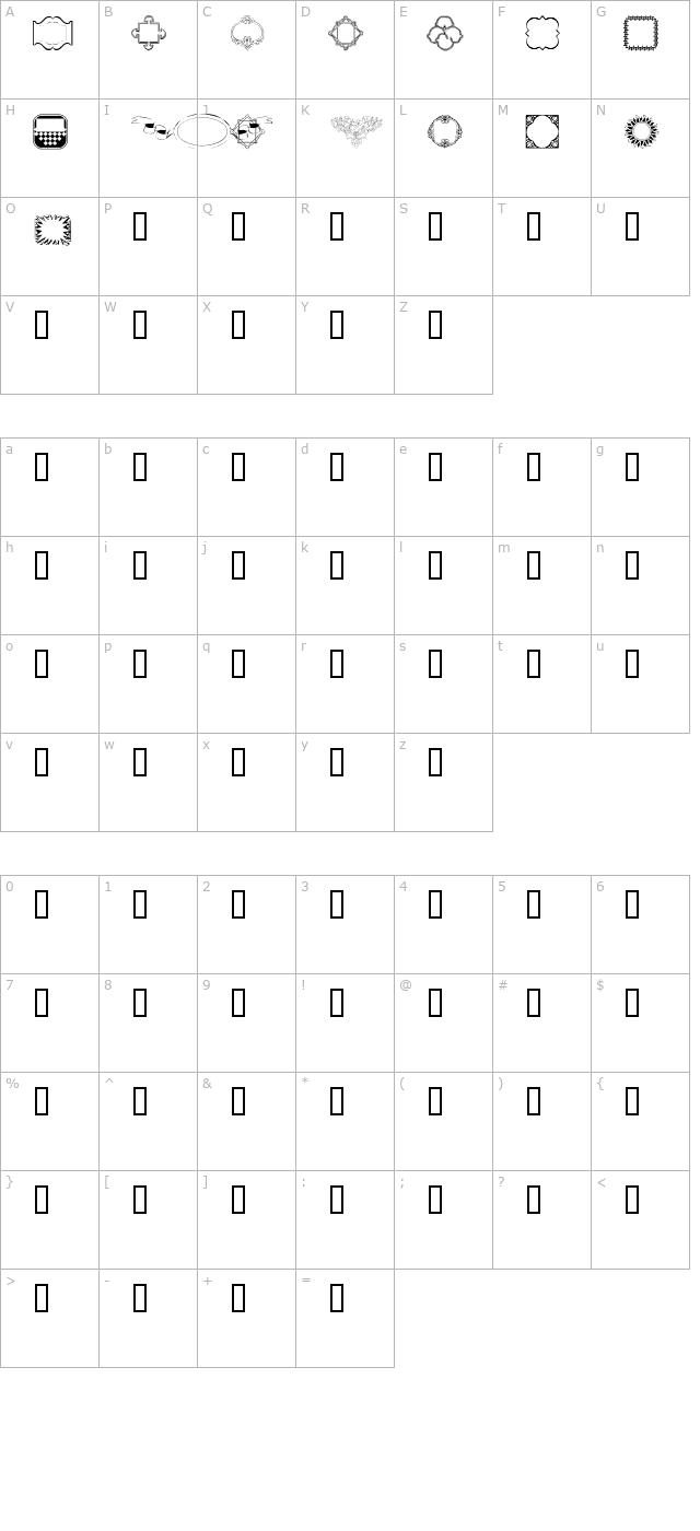 LM Ornaments character map