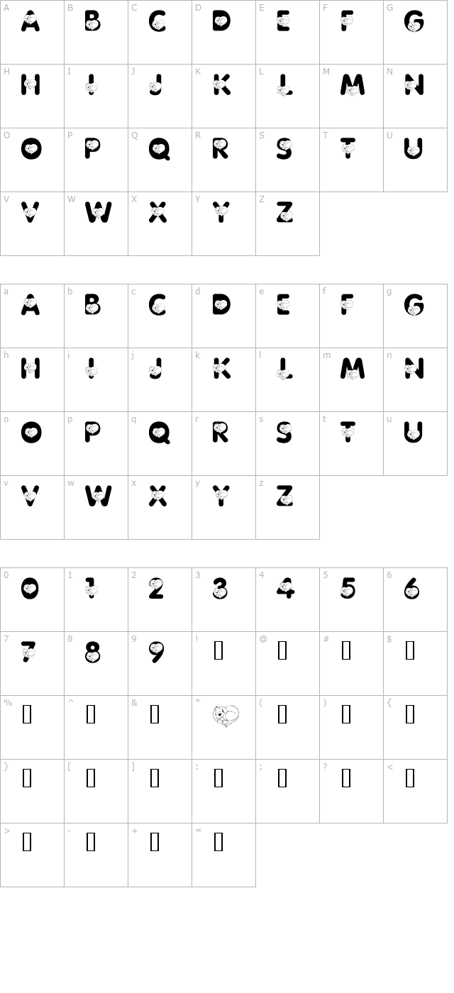 LMS Clifford, The Big Red Font character map