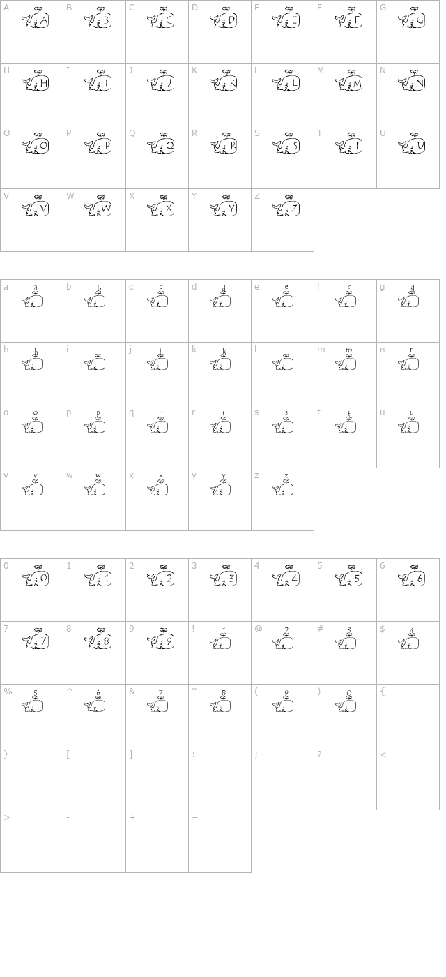LMS Whale Of A Font character map