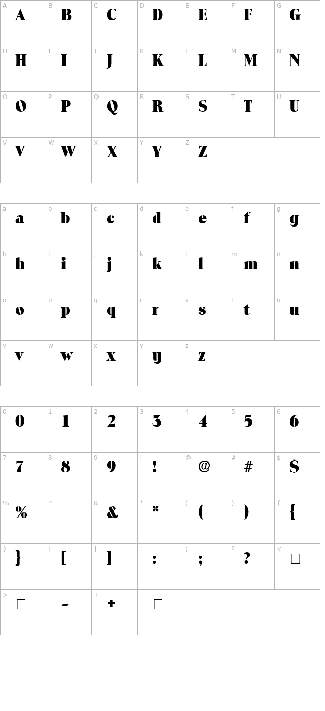 Locura Display SSi character map