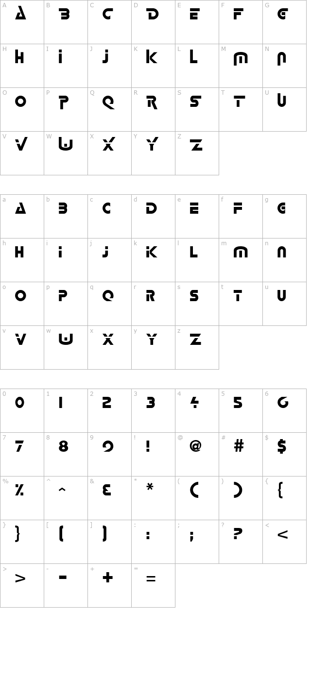 Logash Regular character map