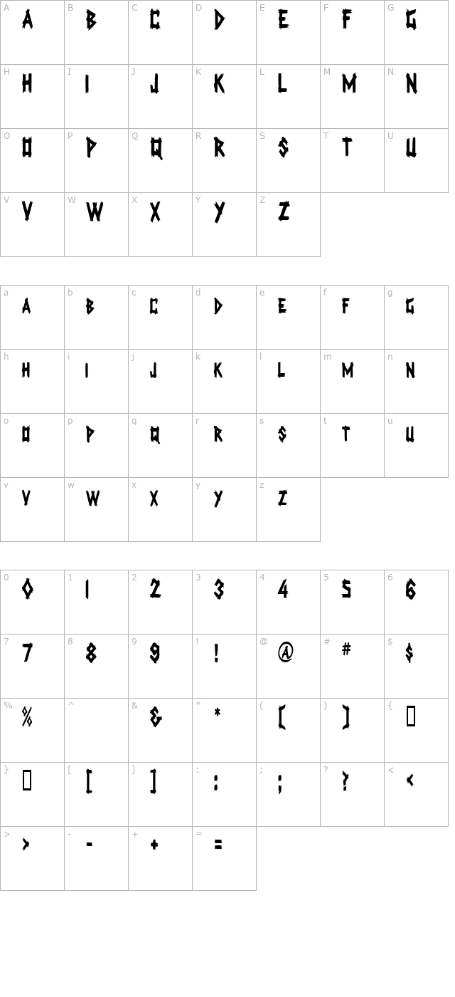 logcabincondensed character map