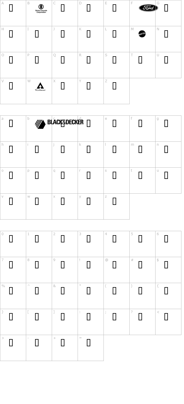 Logos Manufacturing character map