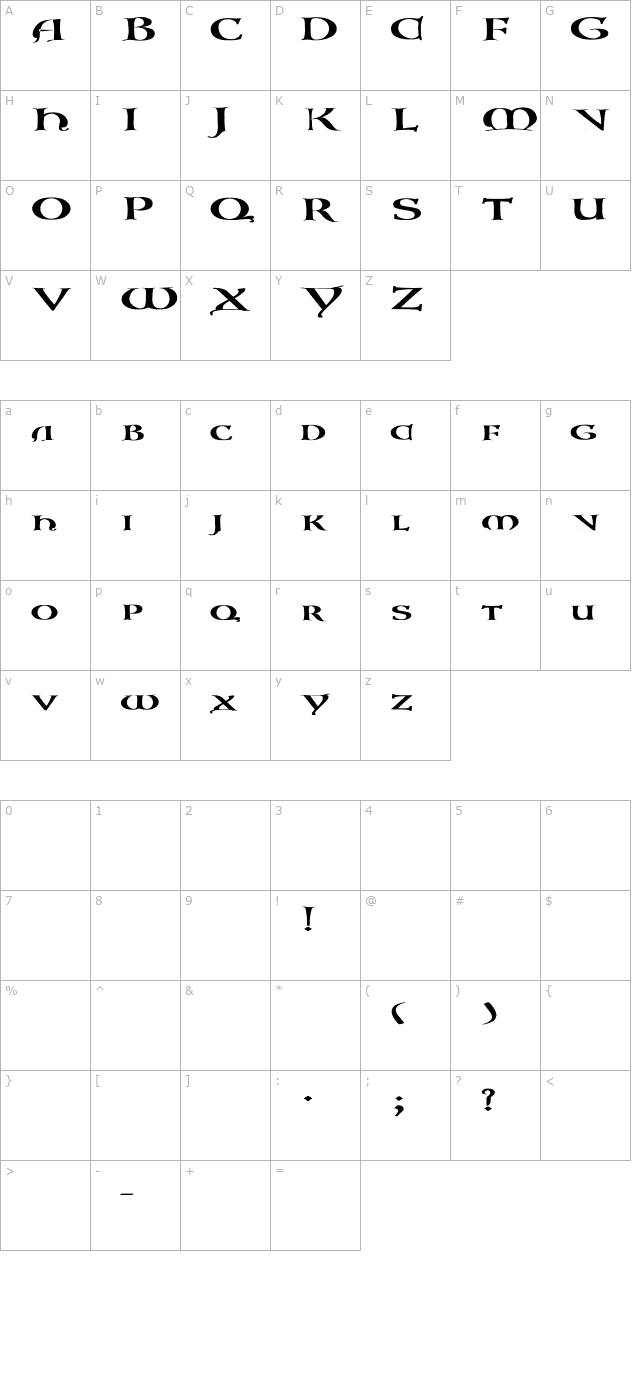 lombardic-normal-ex-bold character map