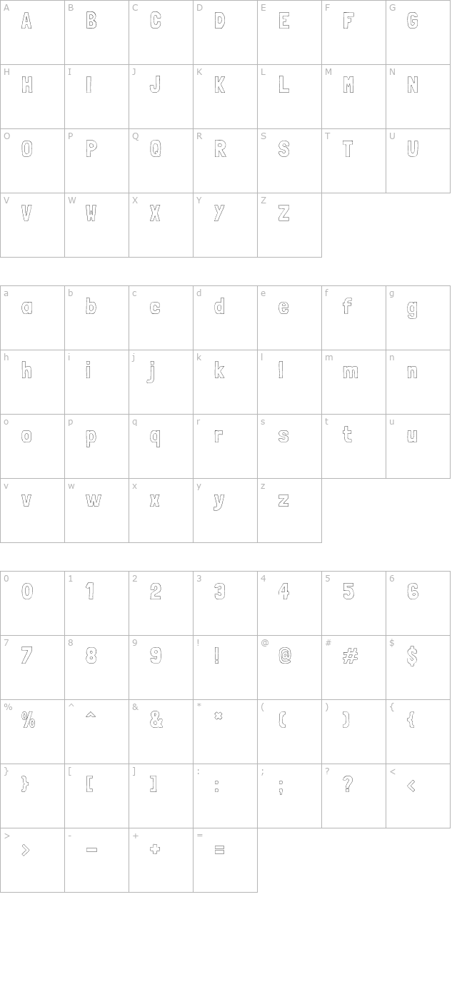 Londrina Outline character map