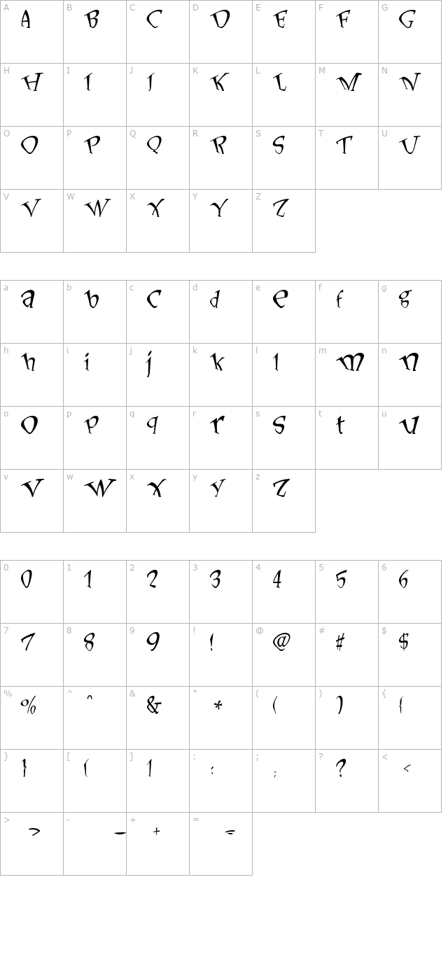 lonesomeliar-normal character map