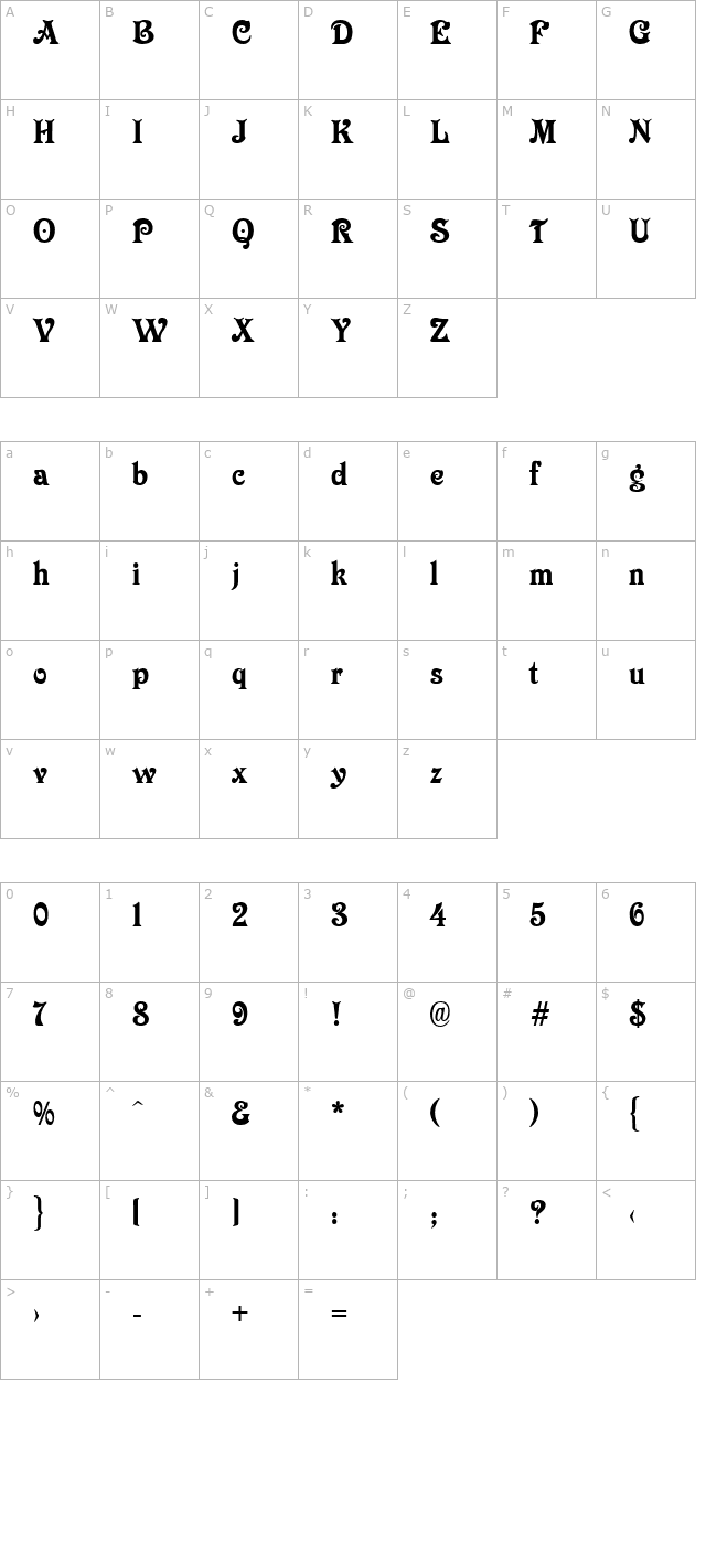 Longdon Decorative character map