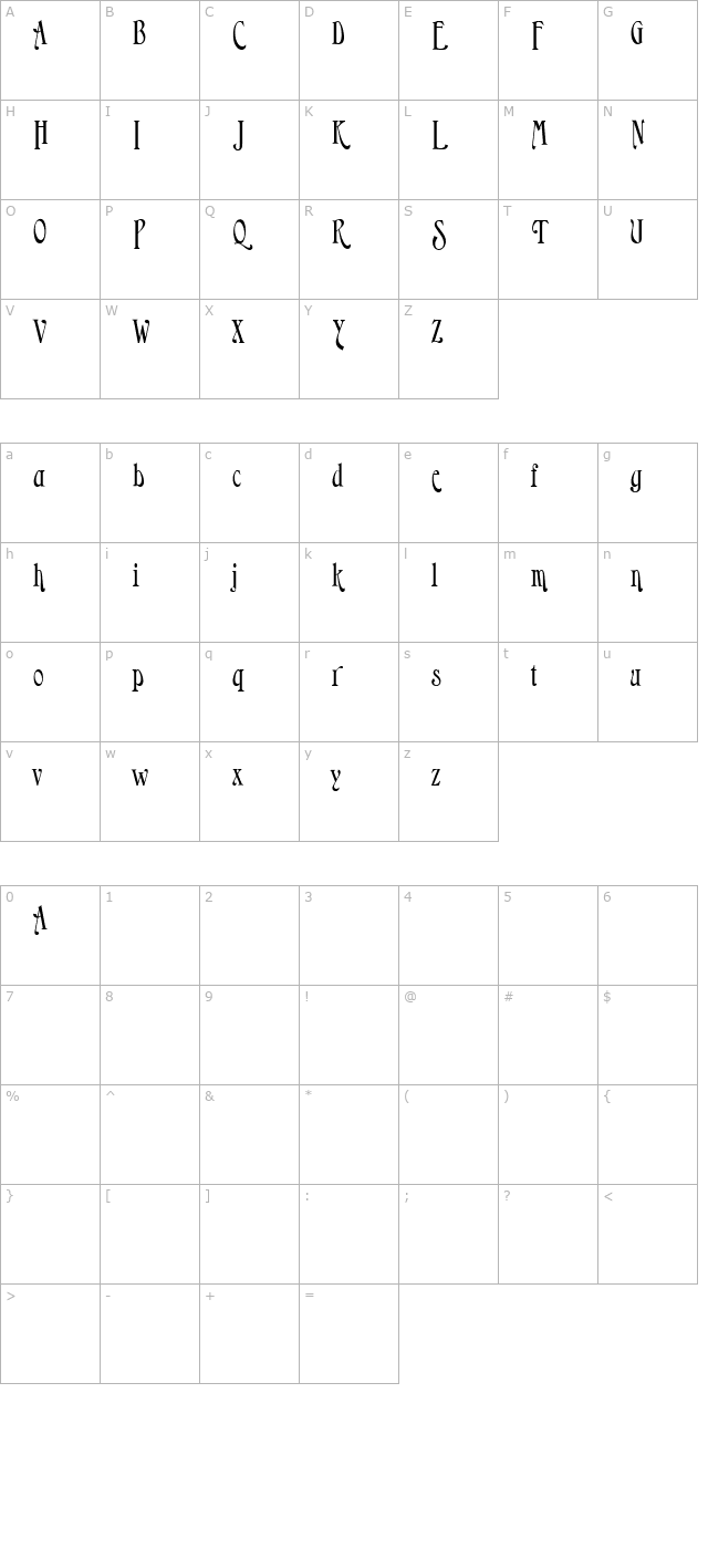 longfellow-alternates character map