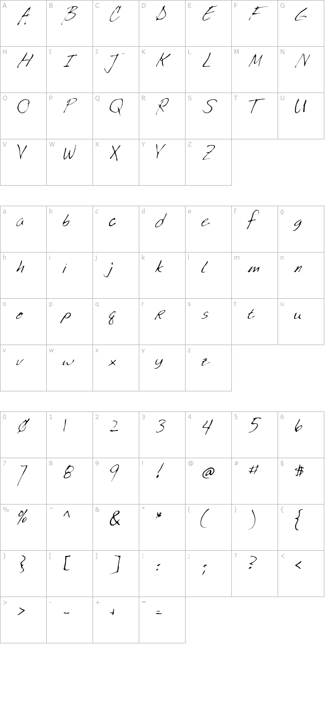 lookout-regular character map