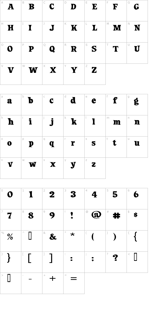 Loose New Roman Wide character map