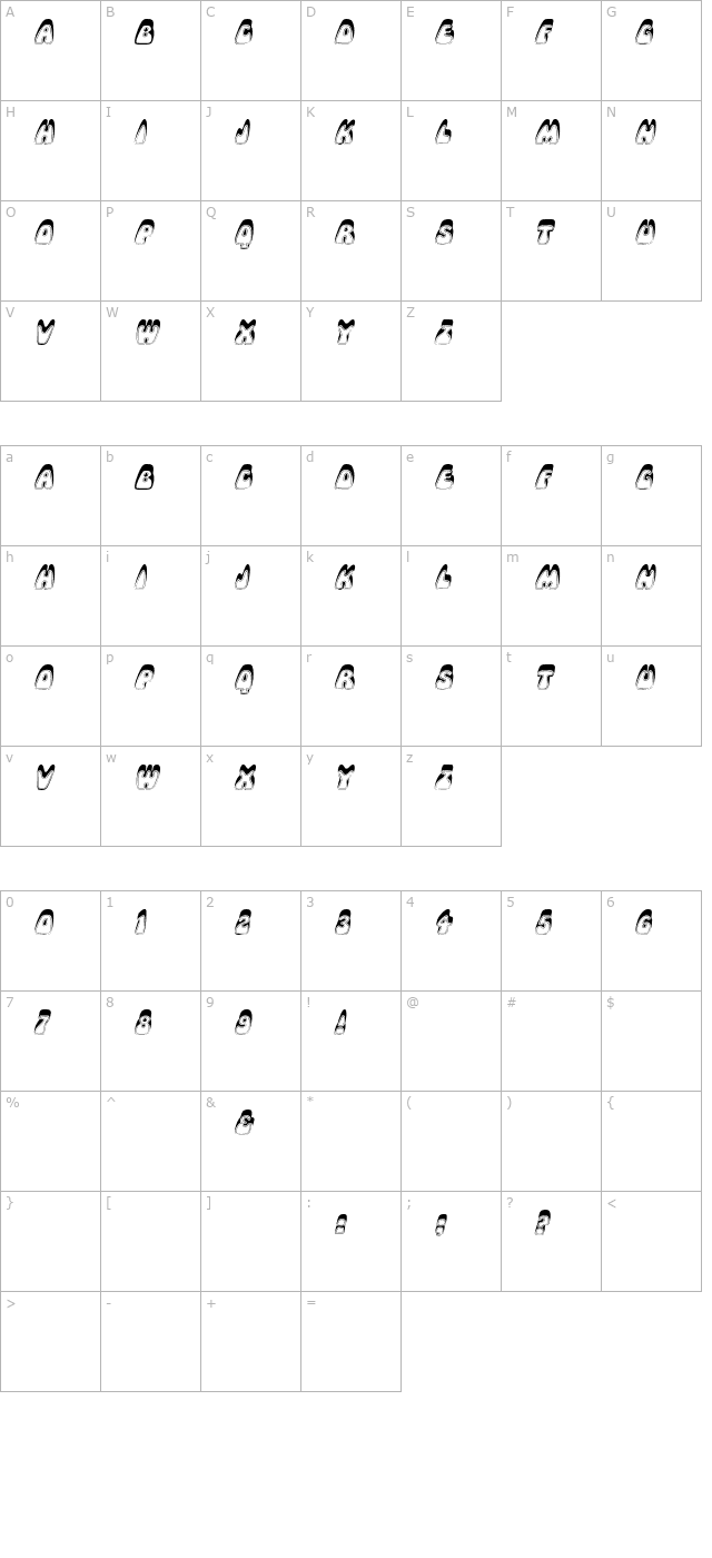 loppdisplay-italic character map