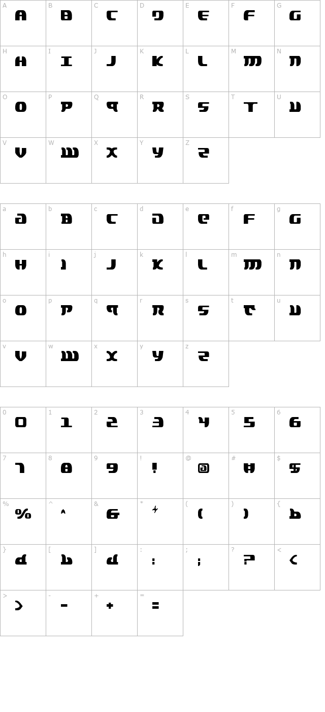 Lord of the Sith Condensed character map