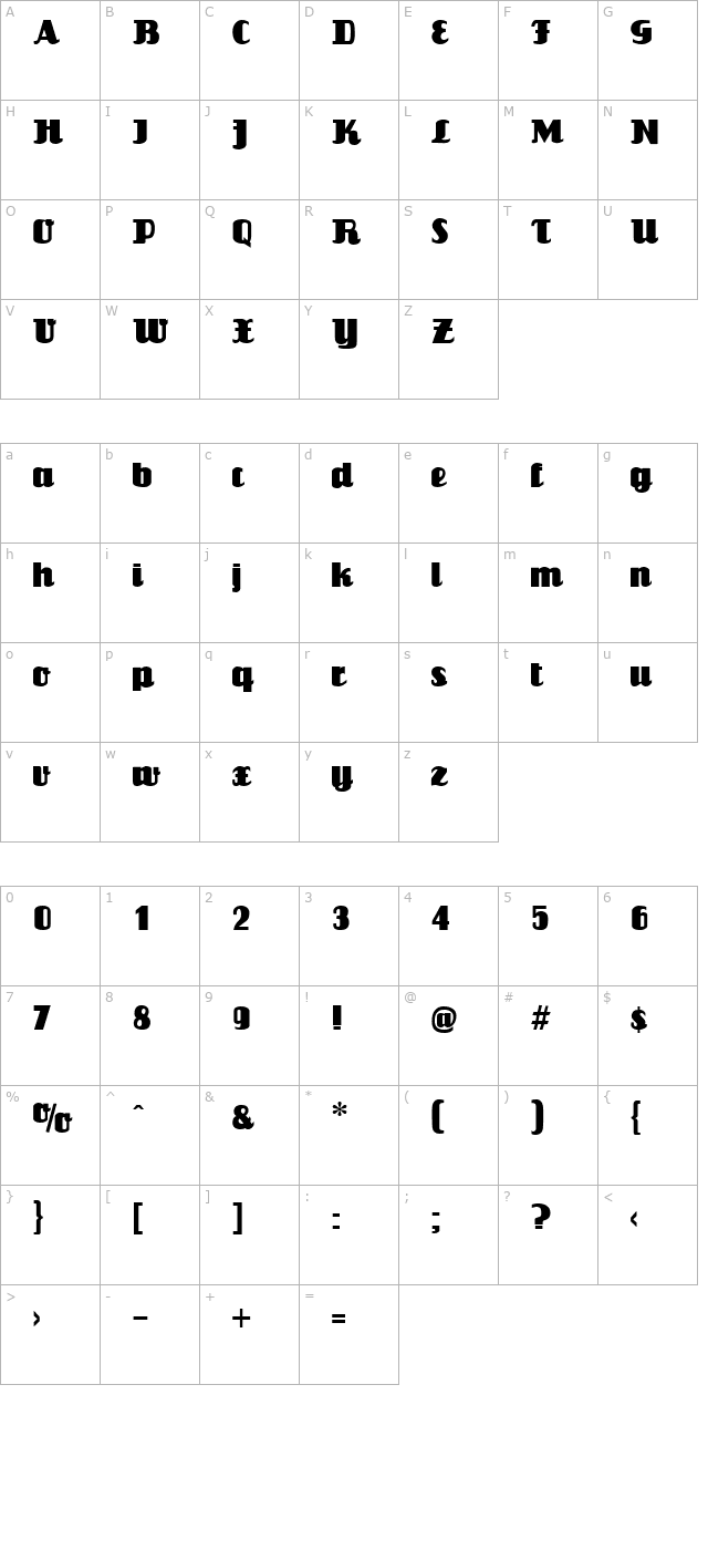 Louisianne Regular character map