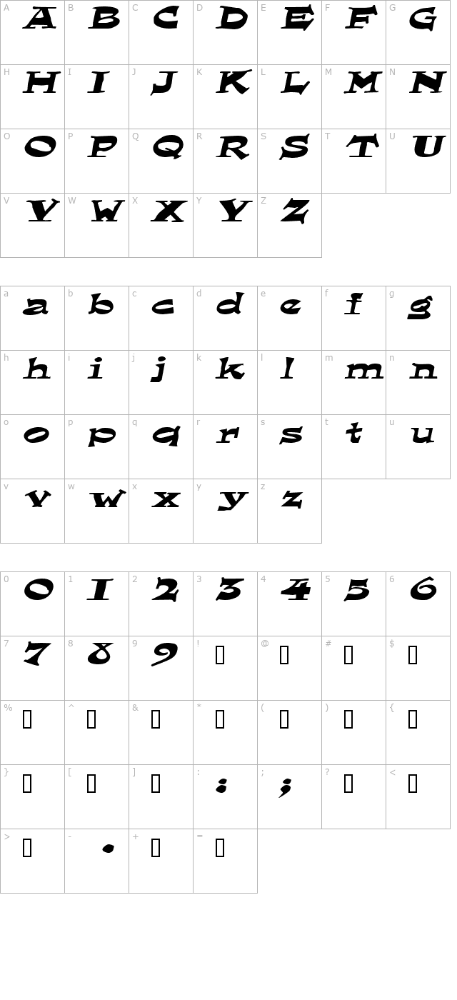 loungerextended-oblique character map